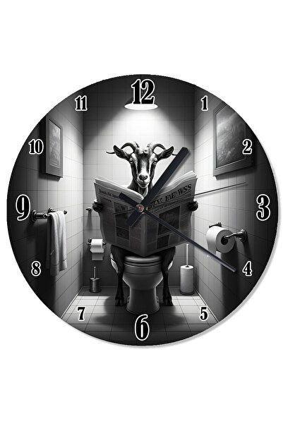 ekart ساعة حائط بتصميم الماعز تفكر في المرحاض