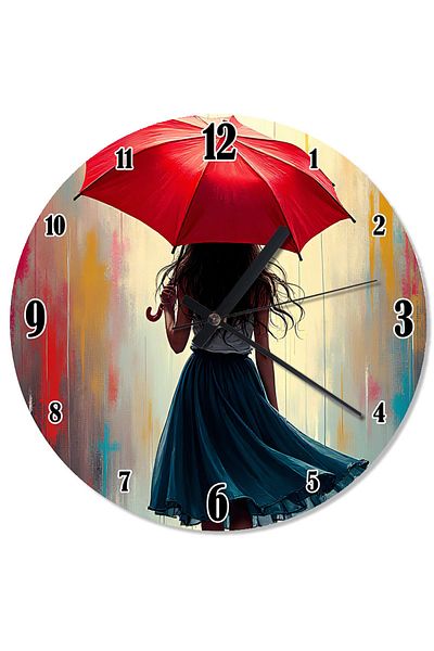 ekart Red Umbrella Women's Special Design Wall Clock