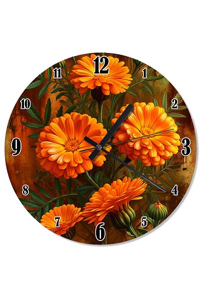 ekart Glowing Orange Flowers Flowing Wall Clock