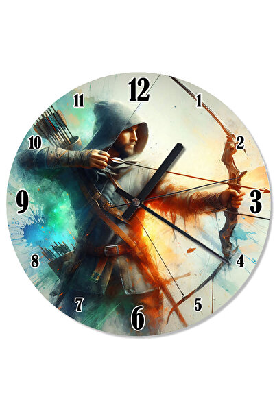 karizmart ساعة حائط بتصميم الرجل المحارب للسهم والقوس