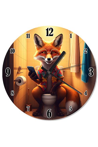 ekart Fox in the Toilet Enjoyment Design Wall Clock