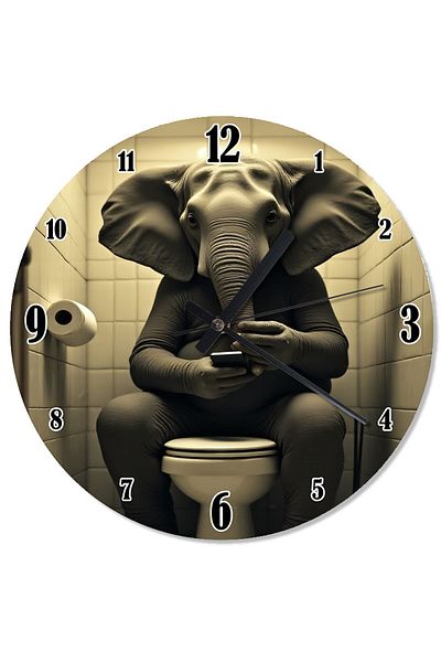 karizmart Elephant Analog Wall Clock in Toilet