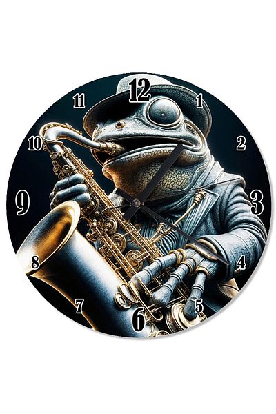 karizmart Frog Playing Saxophone Design Wall Clock