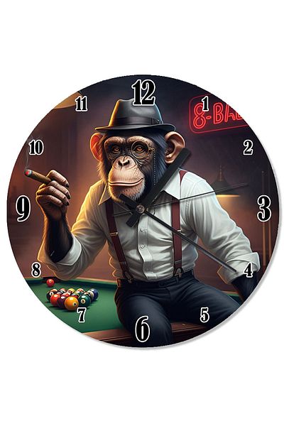 ekart Chimpanzee Playing Billiards Silent Wall Clock