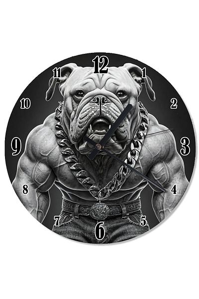 karizmart Muscular Bulldog Portrait Shaped Wall Clock
