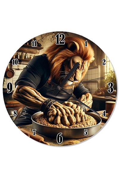 ekart Raw Meatball Kneading Lion Silent Wall Clock
