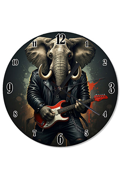 ekart Elegant Elephant Shaped Wall Clock Playing Guitar