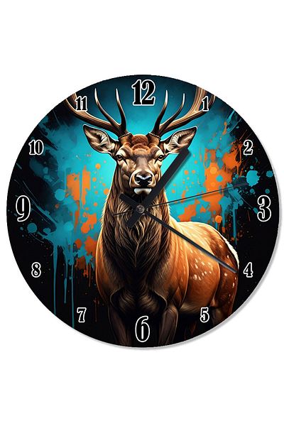 ekart Elegant Deer Printed Wall Clock with Horns