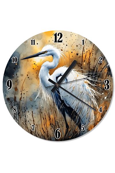 karizmart White Crane in Nature Special Design Wall Clock