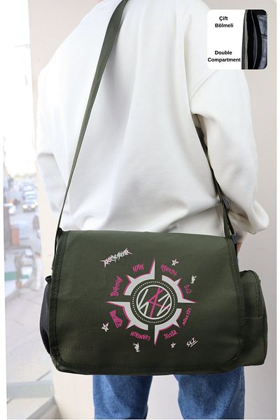 Fuddy Moda Rockstar Album Printed Messenger Bag, Unisex Stray Kids Print K Pop Shoulder Bag