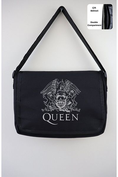 Fuddy Moda Geantă Messenger Queen Written, geantă de umăr unisex cu imprimeu Legend Rock Band