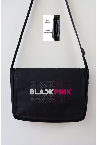 Fuddy Moda Geantă unisex Blackpink Written Black Messenger