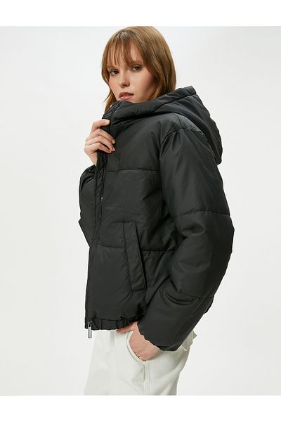 Koton Short Puffer Jacket Kapsa s kapucí na zip