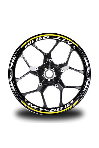 Generic Brand ملصق لاصق على حافة العجلة باللون الأصفر من Yamaha MT 09 SP