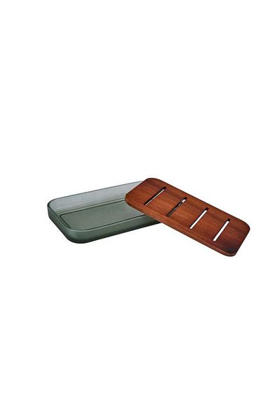 Karaca Home Abiete, Glass Soap Dish, Green Multi