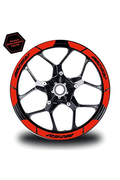 pınaxar Neon Turuncu Bajaj Pulsar RS200 Geniş Jant Sticker Modeli