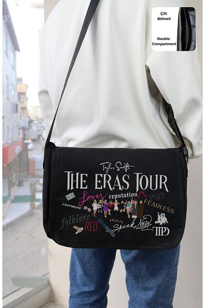 Fuddy Moda Geantă de umăr cu imprimeu The Eras Tour, geantă de umăr unisex cu imprimeu Taylor Swift