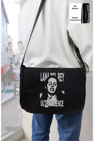 Fuddy Moda Geantă de umăr cu imprimeu Lana Del Rey, geantă de umăr unisex cu imprimeu Lana