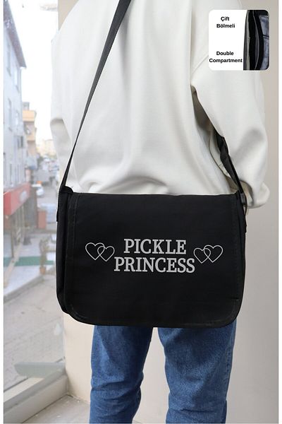 Fuddy Moda Geantă Messenger Scrisă Pickle Princess, Geantă de umăr unisex cu imprimeu Selena Gomez