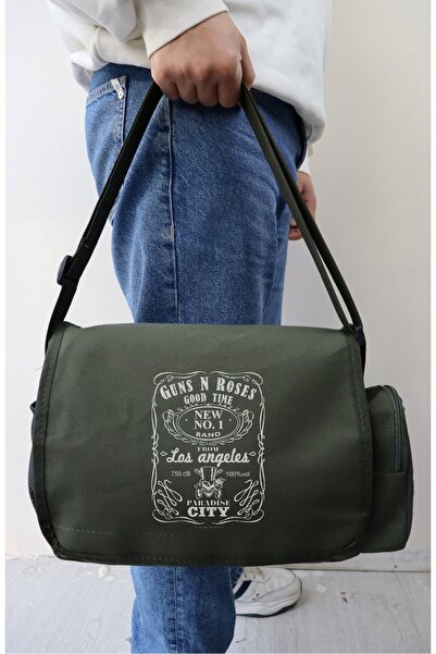 Fuddy Moda Guns N Roses Напис Поштова Сумка, Unisex Рок-гурт Надрукована Сумк...