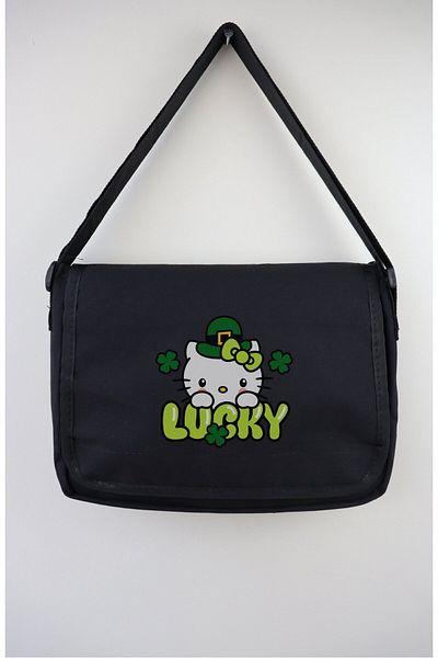 Fuddy Moda Geantă de umăr cu imprimeu Lucky Hello Kitty, geantă de umăr unisex cu imprimeu Kitty