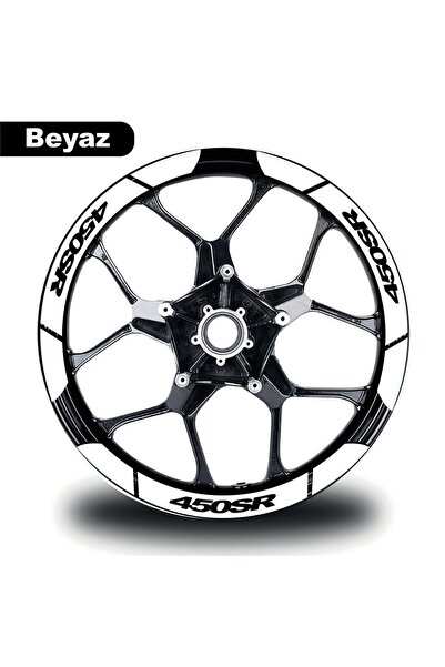 Beyaz CF MOTO 450 SR Geniş Jant Sticker Etiket Modeli