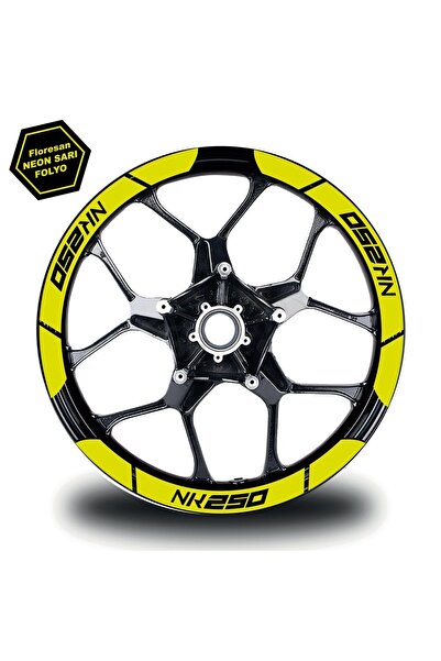 Genel Markalar Neon Sarı CF MOTO 250 NK Geniş Jant Sticker Etiket Modeli