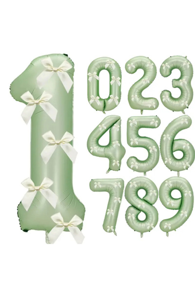 Çemrek Süs Parti بالون من رقائق النعناع مع فيونكة كريمية 100 سم