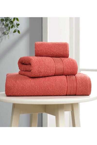 ALPACO Набір з 3 рушників для ванної кімнати з бавовни Ritim Kiremit