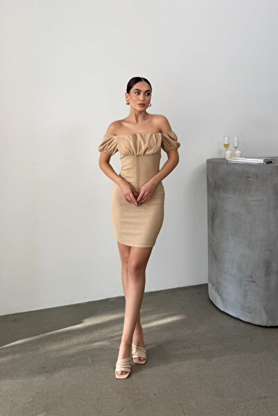 msm fashion Stretchy Bodycon Γυναικείο Φόρεμα - Μίνι Καλοκαίρι, Κοντό μανίκι, Λεπτομέρεια γιακά