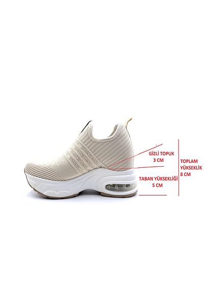 Guja Toc ascuns Tricoturi de damă fără șireturi de culoare bej Pantofi sport casual