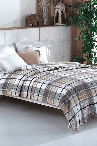 Bikaya Home Aksu 150X200 - Cozy Life Cotton Scotch Blanket, Inka Gray