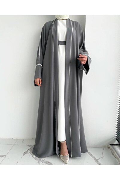 MELEK ARAZ Gri Yanları Biyeli Abaya