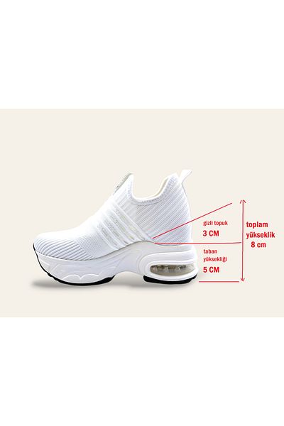 Guja Toc ascuns Tricoturi albe fără șireturi pentru femei Pantofi sport casual