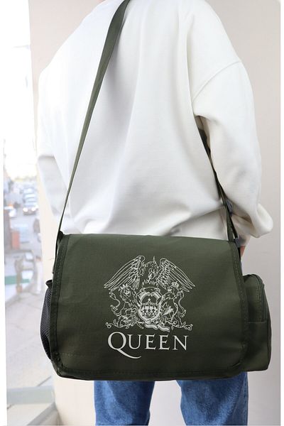 Fuddy Moda Τσάντα Queen Written Messenger, Unisex Legend Rock Band τυπωμένη τσάντα ώμου