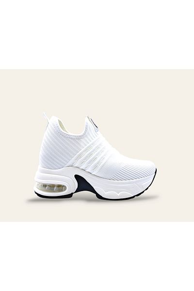 Guja Toc ascuns Tricoturi albe fără șireturi pentru femei Pantofi sport casual