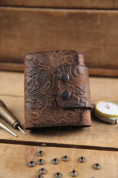 New Coast Leather 1900's Γνήσιο Δέρμα Χειροποίητο Ανδρικό Πορτοφόλι Καφέ
