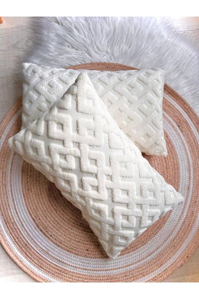 Cottella Bohemian Special Design Punch Pattern Ecru Lining Thick Decorative Throw Pillow Cover 28X50Cm