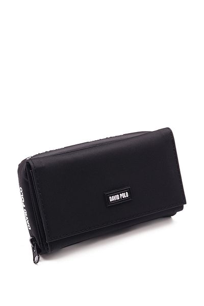 Bukili Black Color Wallet Large Size Wide Multi-Compartment Special Fabric Women's Wallet