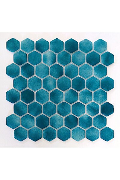 MozaiKristaL Tüm Yüzeyler Için 38mm Hegzagonal P. Turkuaz, 29x29cm Fileli Cam...