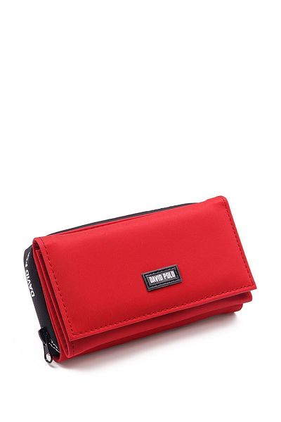 Bukili Red Color Wallet Large Size Wide Multi-Compartment Special Fabric Women's Wallet