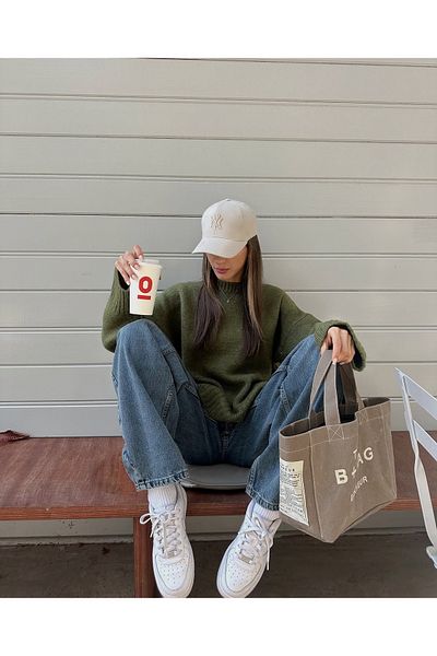 Bak'ap Pulover de bază oversize cu gât crew premium