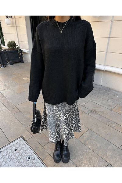 Bak'ap Pulover de bază oversize cu gât crew premium