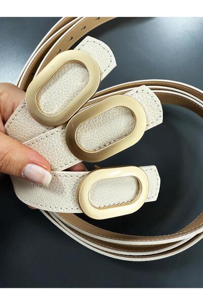 MELEK ARAZ Крем Овальний Жіночий Ремінь з Пряжкою