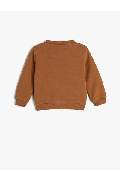 Koton Mikina Crew Neck Long Sleeve Tiger Embossed Printed