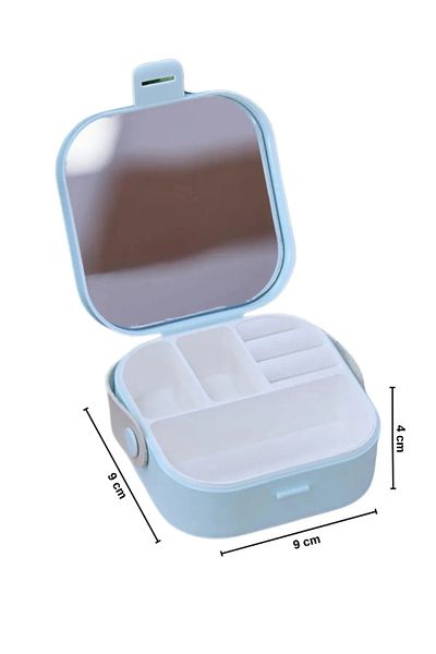 Bundeba Cutie de bijuterii pentru machiaj Mini organizator în formă de geantă cu oglindă în interior 9X9X4 Cm