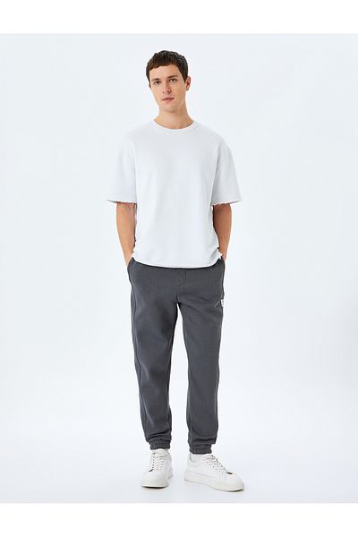 Koton Cotton Blend - Raster Jogger Sweatpants with Pockets and Stitching Detail