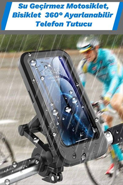 MEDUSHOP 360° Dönebilir Siyah Su Geçirmez 5.5-6.8 Inç Uyumlu Motosiklet ve Bi...