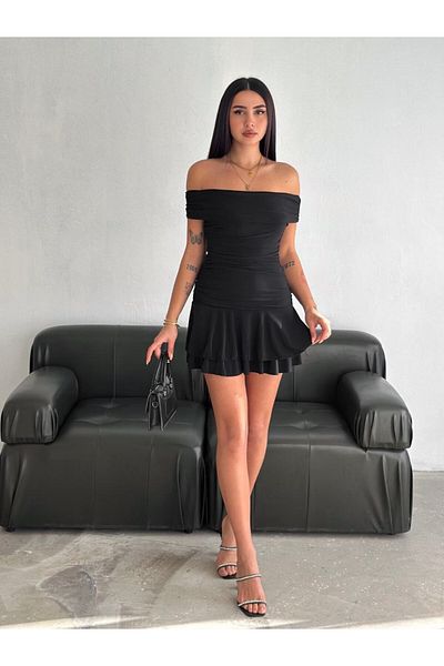 SEVENLINE Rochie de damă cu guler Madonna cu detaliu de fustă nisipoasă