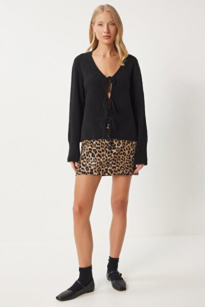 Lovelyİstanbul В'язка з V-подібним коміром і бантиком, трикотажний кардиган, ...